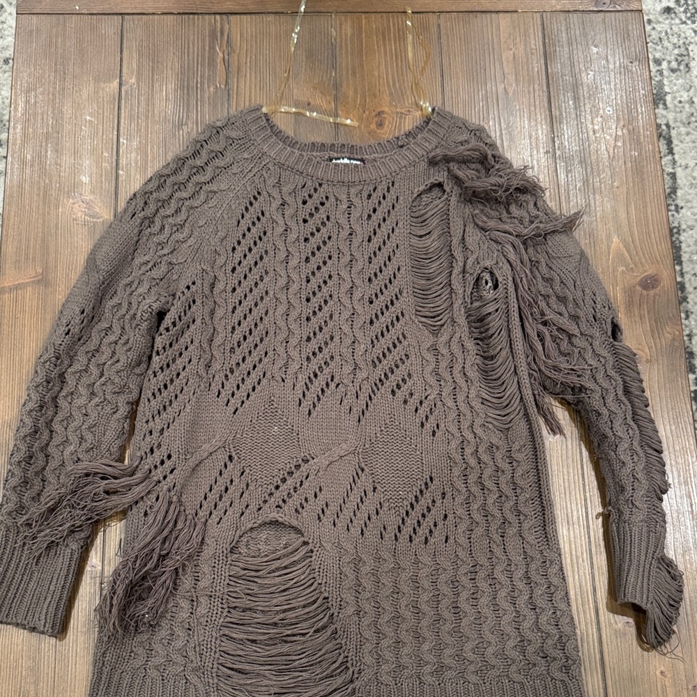 Charlotte Russe Distressed Brown Sweater